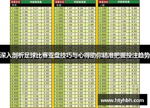 深入剖析足球比赛亚盘技巧与心得助你精准把握投注趋势